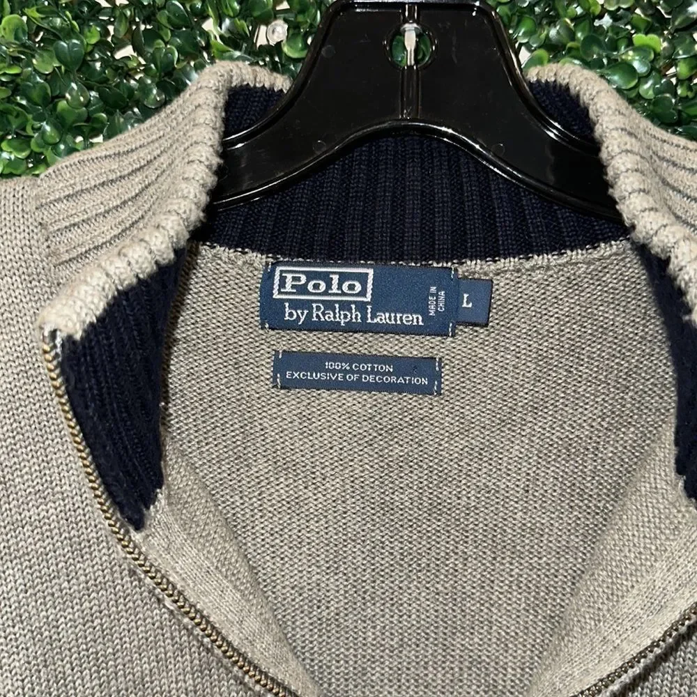Polo by Ralph Lauren Light Gray Half-Zip Sweater